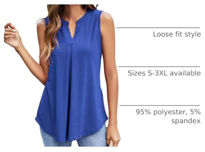 Newchoice Womens Tank Tops Sleeveless Summer Blouses - color: Blue, size: Medium