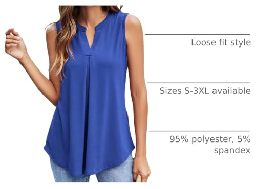 Newchoice Womens Tank Tops Sleeveless Summer Blouses - color: Blue, size: 3X-Large