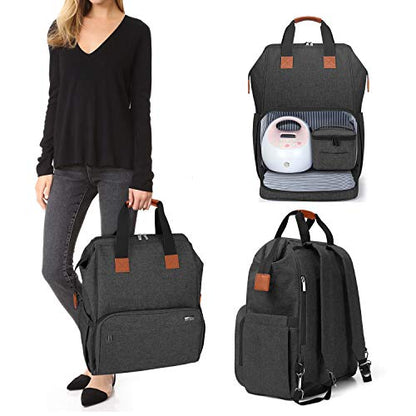 LUXJA Breast Pump Backpack Storage Bag for Cooler Bag & Laptop, Black - color: Black (Pump Bag)