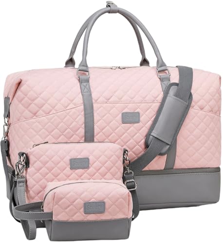 Weekender Bags for Women, Large Travel Duffel Bag, Carry on Overnight Bag - color: A-Pink
