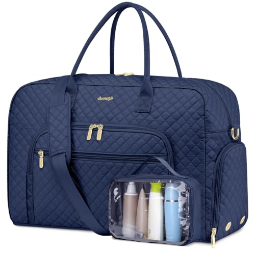 Travel Duffle Weekender Bags for Women - Weekend Bag Women with Shoe Compartment Carry On Overnight Bag with Toiletry Bag Duffel Bags Wet Pocket for Gym Hospital Bags for Labor and Delivery - color: Navy
