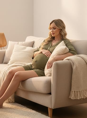 BLENCOT Maternity Pajamas Nursing Set Shorts Pregnancy Pj Sets - color: Four Leaf Clover, size: Small