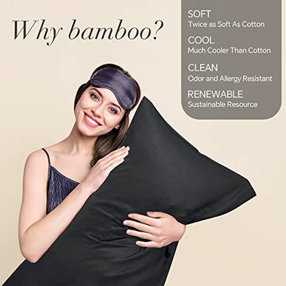 BEDELITE Pillow Cases Standard Size 2Pcs, Rayon Derived from Bamboo, Black - color: Black, size: 2 Pack Standard（20"X 26"）