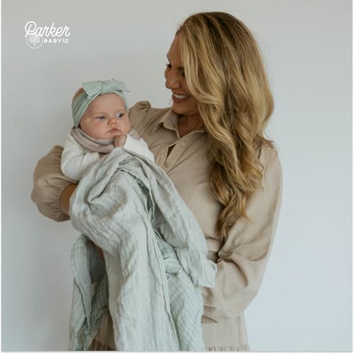 Parker Baby Co. Soft Muslin Baby Swaddle Blankets, 3 Pack - Sage Set - color: Sage