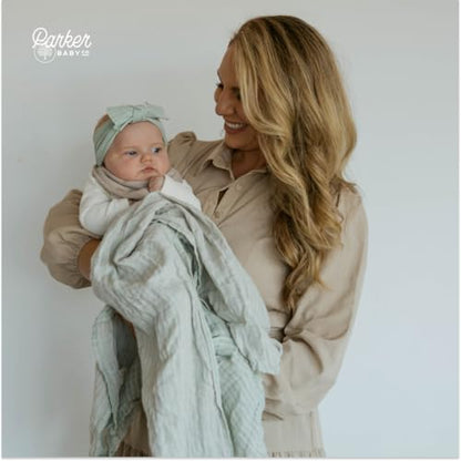Parker Baby Co. Soft Muslin Baby Swaddle Blankets, 3 Pack - Sage Set - color: Sage