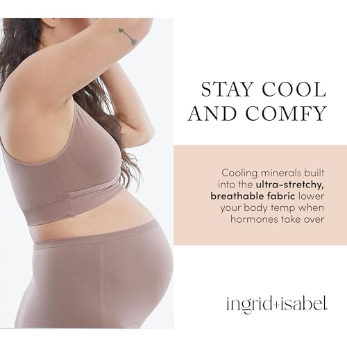 Ingrid & Isabel Cooling Crossover Nursing Bra - Wireless Seamless Postpartum and Maternity Bra for Breastfeeding - color: Deep Taupe, size: Medium