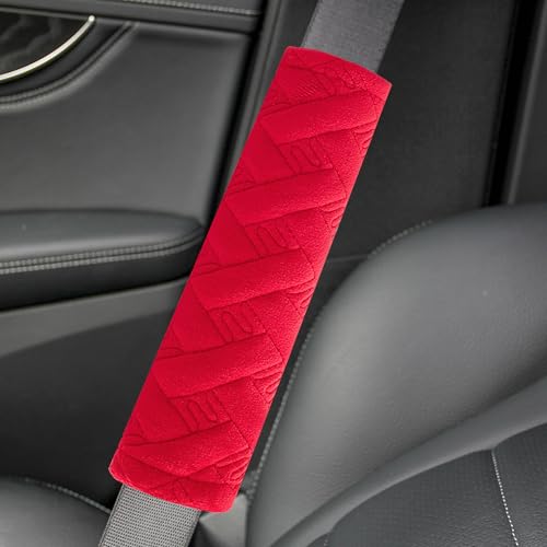 Amooca 2-Pack Braid Pattern Seat Belt Covers Shoulder Pads for Car & Bag - color: Red