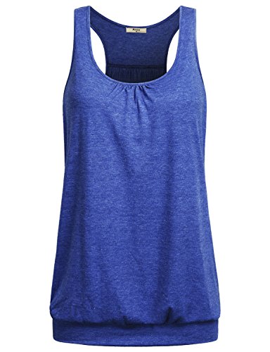 Miusey Womens Sleeveless Round Neck Loose Fit Racerback Yoga Tank Top - color: Blue, size: Medium