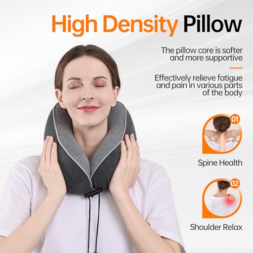 Travel Neck Pillow for Sleeping,100% Pure Memory Foam, Soft Head Support - color: Dark Grey