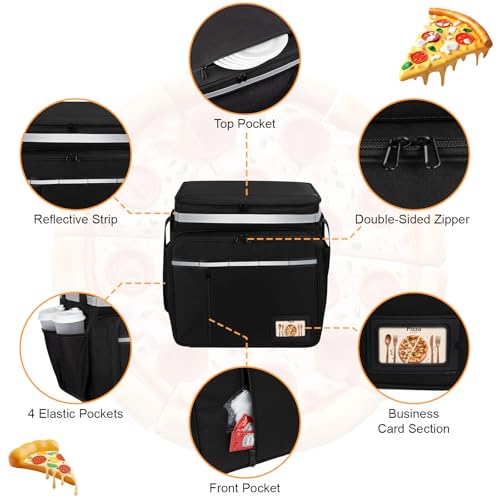 Food Delivery Backpack, Expandable Delivery Backpack Pizza Bag, XL - color: Black, size: XL