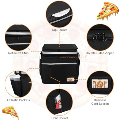 Food Delivery Backpack, Expandable Delivery Backpack Pizza Bag, XL - color: Black, size: XL