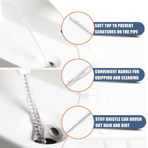 Drain Snake Hair Clog Remover Tool Set - 9 Pack Deep Cleaning Kit