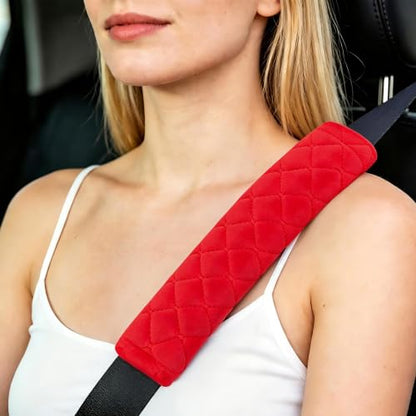 Amooca 2 Pack Seat Belt Covers Soft Shoulder Pad for Cars & Backpack - color: E: Red