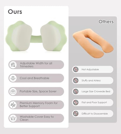 DONAMA Pillow for Sleeping Memory Foam Pregnancy Pillow for Side Sleepers - color: Green