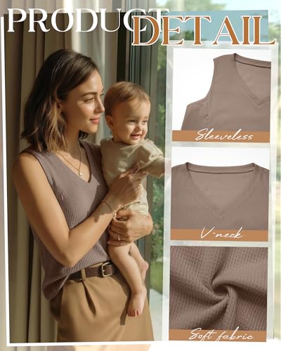 3 Pack Women's Waffle Nursing Tank Tops - color: Army Green, Cream, Coffee, size: Medium