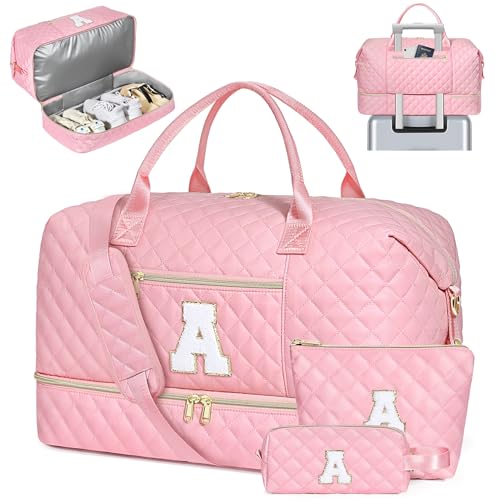 Graduation Birthday Gift for Her, Personalized Travel Weekender Bag Women - color: Pink, style: A