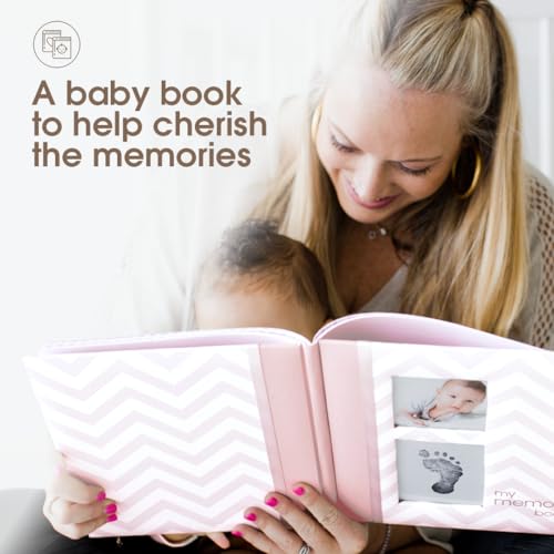 Pearhead First 5 Years Chevron Baby Memory Book and Ink Pad, Pink - color: Pink Chevron Baby Book
