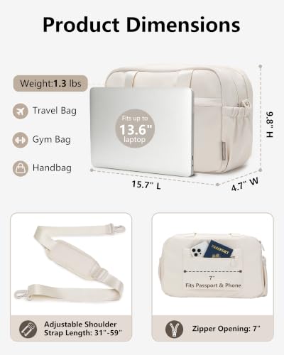 Expandable Travel Bag, Underseat Carry-On Weekender, Beige - color: Beige