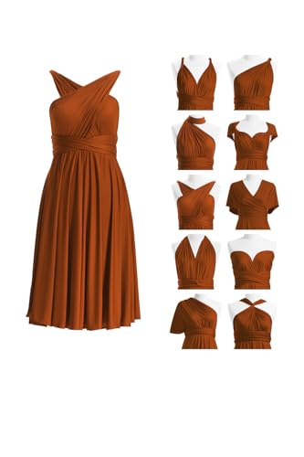 72styles Multi-Way Wrap Short Infinity Dress for Bridesmaids - color: Burnt Orange