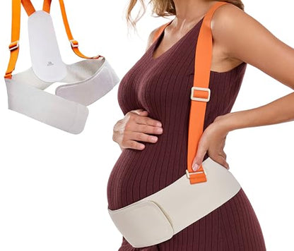 Belly Bands for Pregnant Women with Adjustable Support Brace Straps - color: Beige S