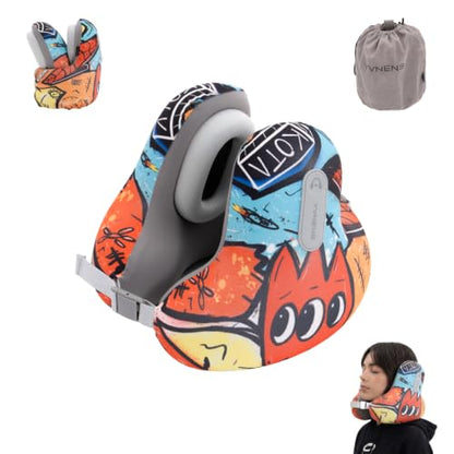 Bluetooth Travel Neck Pillow, Memory Foam - color: Black