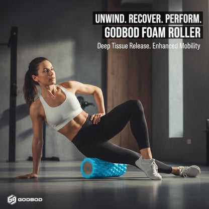 Foam Roller - Deep Tissue Medium Density Muscle Massager with Myofascial Trigger Point Release, Back Massage Roller for Soreness and Mobility 13 x 5.5 Inch, with eBook - color: Sky Blue