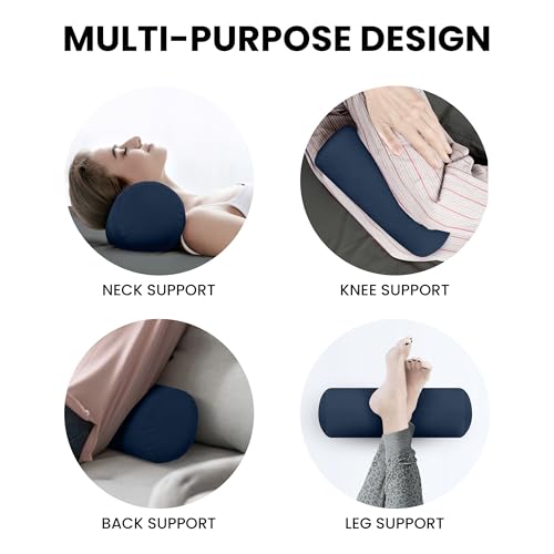 Utopia Bedding Bolster Pillow Inserts, 6x16 Neck roll Pillow, 2 Pack, Navy - color: Navy, size: 6x16 Inch (Pack of 2)