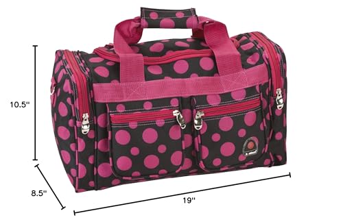 Rockland 19" Polyester Duffel Bag, Black Pink Dot - color: Black Pink Dot, size: 19"