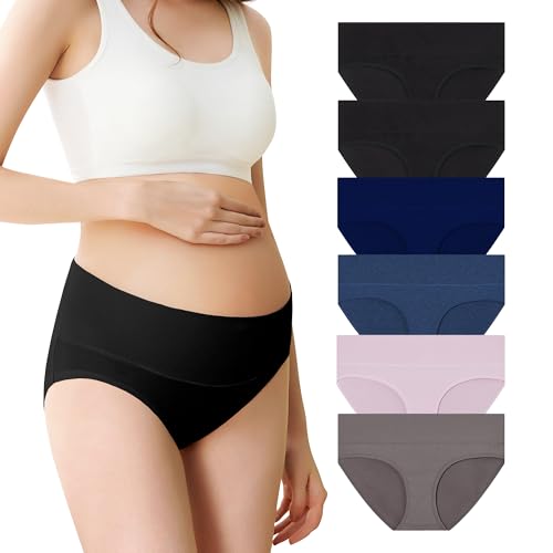Mama Cotton Maternity Underwear Women's Foldable Pregnancy Panties Under The Bump Maternity Briefs Multi-Pack - color: Multicolor-b 6 Pack, size: Small