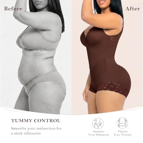YIANNA Fajas Colombianas Moldeadoras Postpartum Shapewear Tummy Control - color: Brown, size: Small