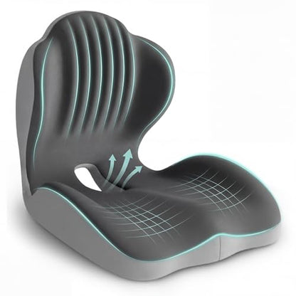 Ergonomic Seat Cushion with L-Shaped Design for Office Chair (Grey) - color: Grey