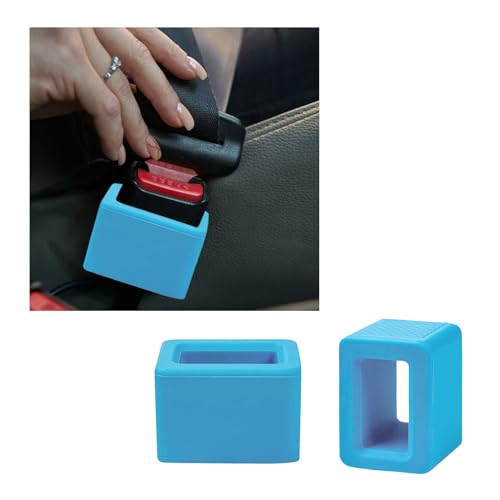 Augeny 2PCS Seat Belt Buckle Holder, Silicone Auto Rear Seatbelt Buckle Booster to Makes Receptacle Stand Upright for Easy Access, Universal Vehicle Seatbelt Buckle for Kids (Blue) - color: Blue