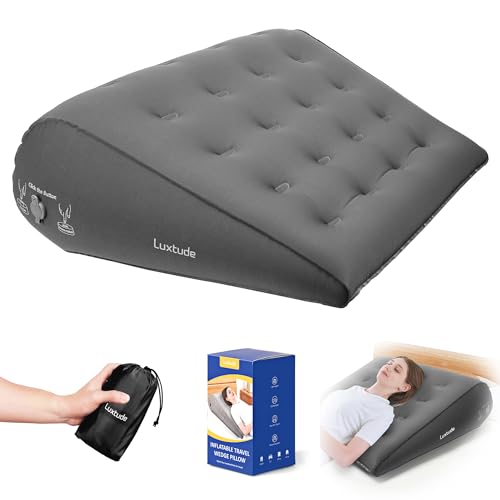 Luxtude Inflatable Wedge Pillow for Traveling, Travel Bed Wedge Pillow