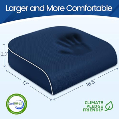 SweetSlubr Seat Cushion, Chair Pad, Memory Foam Tailbone Pain Relief - color: Darkblue, size: X-Large