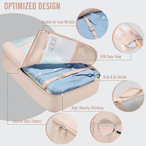Veken 4 Set/6 Set /8 Set /9 Set /10 Set /11 Set Packing Cubes for Travel Essentials, 10 Set, 02 Cream - color: 02 Cream