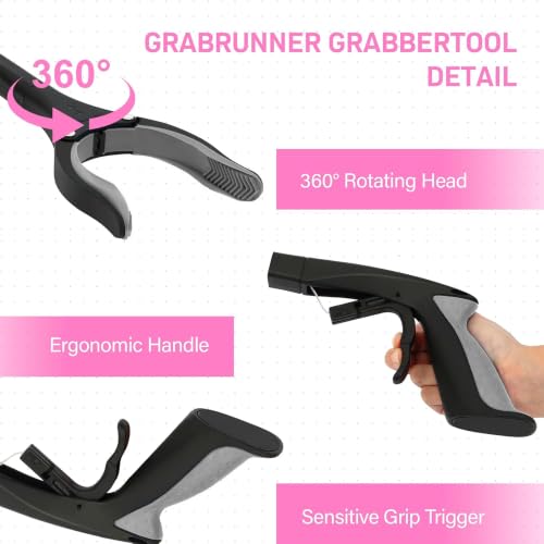 32“ 2 Pack Folding GrabRunner Reacher Grabber with Strong Magnetic - color: Grey (Grey of 2)