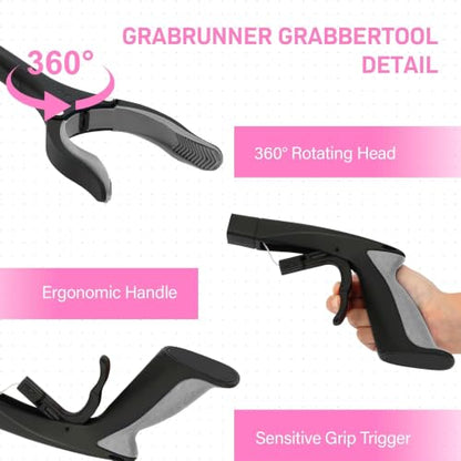 32“ 2 Pack Folding GrabRunner Reacher Grabber with Strong Magnetic - color: Grey (Grey of 2)
