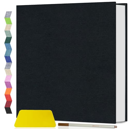 Popotop Photo Album Self Adhesive Scrapbook Album for 4x6 5x7 8x10 Pictures DIY Photo Book as Scrapbooking Supplies Kits, Birthday Gifts for Women Mom Wedding Baby Family Travel - color: Black, size: 11.5"x10.4" 60pages