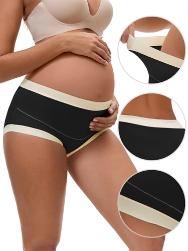 Allegra K Women's Maternity Full Coverage Briefs Plus Size High Waisted Elasticity Invisible Panties - color: Black, size: Small