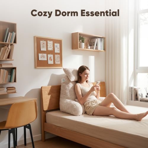 28" XXL Reading Pillow, Backrest Pillow with Detachable Neck Pillow - color: Beige, size: XX-Large(28inch)