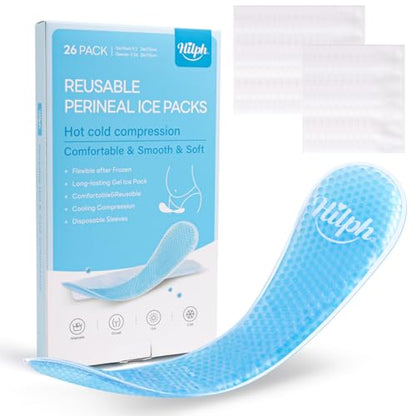 Hilph Perineal Ice Packs for Postpartum Hemorrhoid Pain Relief, Blue - style: B- 24PCS Disposable Sleeves + 2 Ice Pads