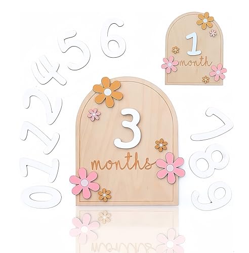 Monthly Baby Milestone Wooden Cards Newborn Photography Props Baby Announcement Signs Milestone Cards Disc Photo Props