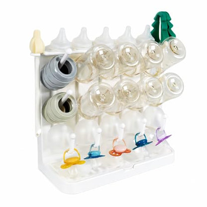 LUNELL Baby Bottle Drying Rack 20 Hooks Space-Saving Vertical Brush Holder