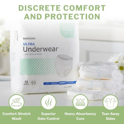 McKesson Ultra Adult Incontinence Underwear, Heavy Absorbency, 80 in, 48 ct - size: 2X-Large (48 Count)