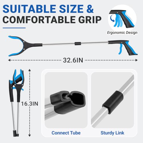 Grabber Reacher Tool - 32” Extra Long Foldable Gripper and Reaching Tool - color: 8-pack
