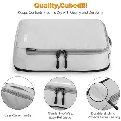 Lumesner 8 Set Compression Packing Cubes, Travel Suitcase Organizers - color: Grey