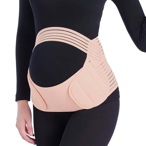 Maternity Belt, 3 in 1 Pregnancy Support Belt for Back, Pelvic & Hip Pain Relief – Comfortable Belly Band with Strong Adjustable Support, No Digging, Easy Hook & Loop Closure for All-Day Wear