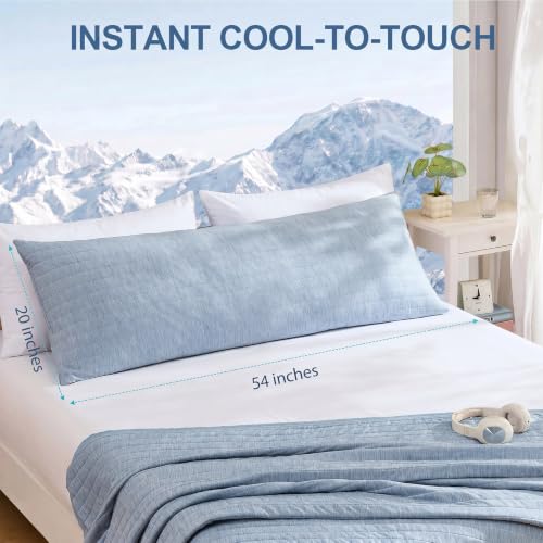 Swift Home Cooling Body Pillow, 20x54 Inch, Cool-to-Touch Reversible, Blue - color: Blue