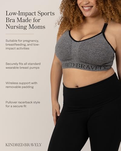 Kindred Bravely Sublime Low Impact Maternity Nursing Sports Bra, Racerback - color: Grey Heather, size: Medium