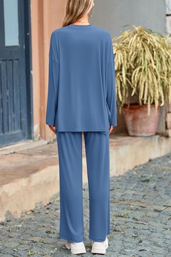 PRETTYGARDEN Matching Sets Women Clothing 2 Piece Loungewear - color: Blue, size: X-Large